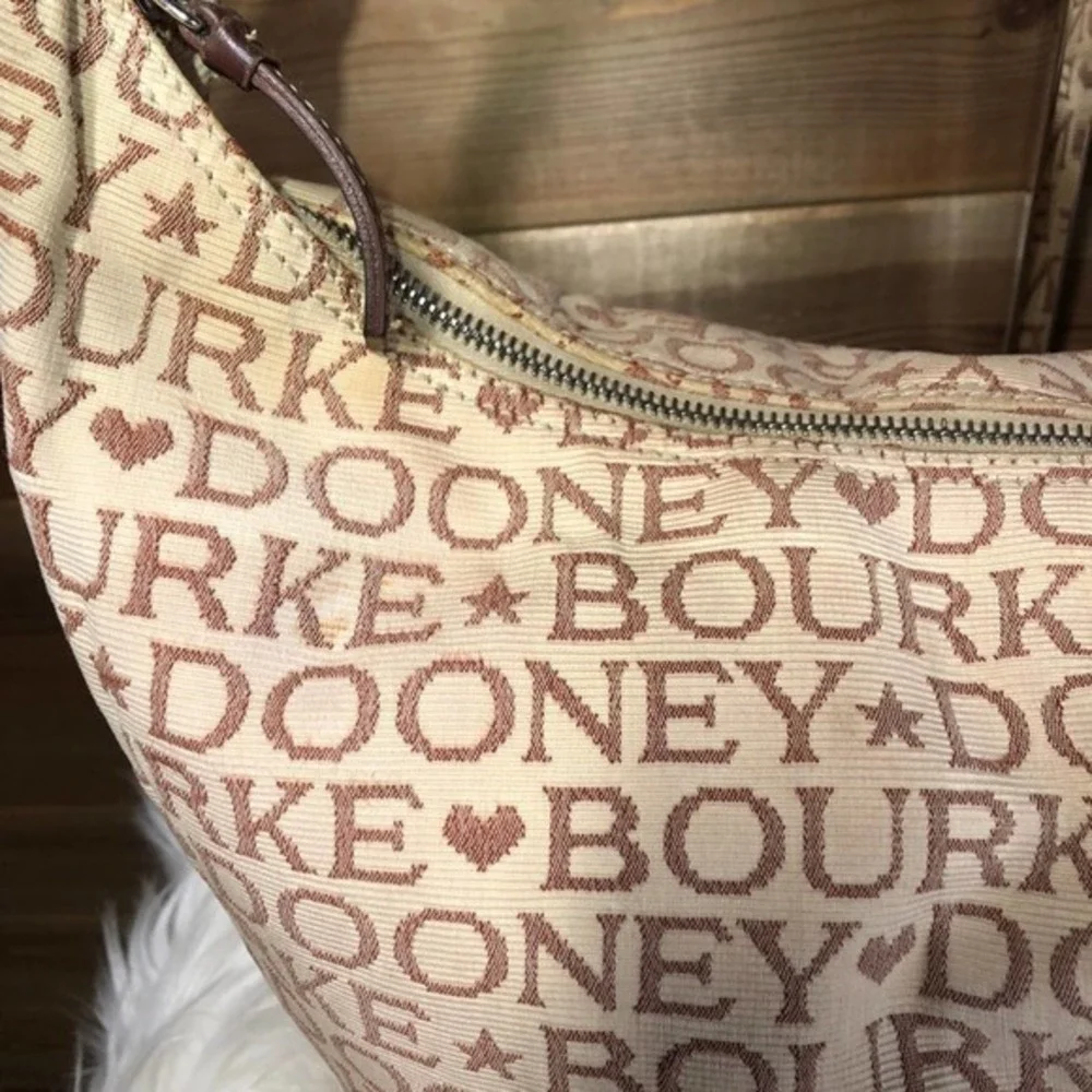 Dooney & Bourke Signature Cream Canvas Hobo Bag